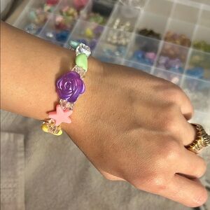 Mom Bracelet with Purple Rose